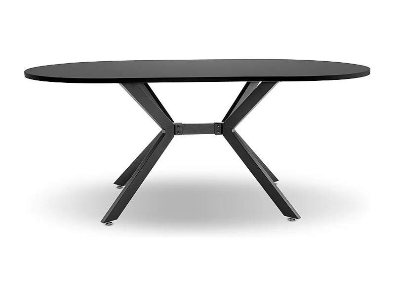 Marui Big - Tavolo da pranzo ovale in legno e metallo con piede centrale Ashi 180x100 cm - nero opaco