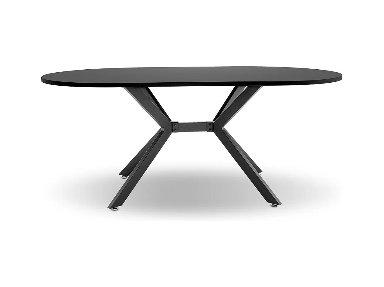 Marui Big - Table à manger ovale en bois et métal avec pied central Ashi 180x100 cm - noir mat