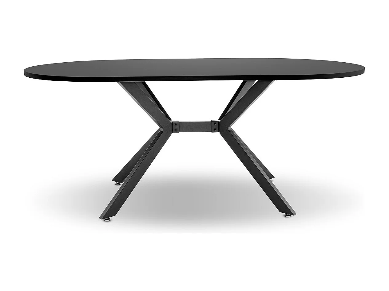 Marui Big - Table à manger ovale en bois et métal avec pied central Ashi 180x100 cm - noir mat
