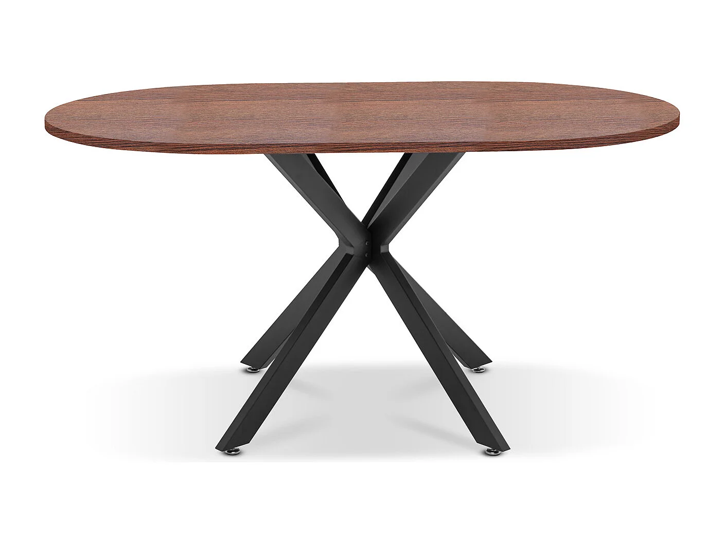 Marui Small - Tavolo da pranzo ovale in legno e metallo con piede centrale Kiso 150x90 cm - legno marrone