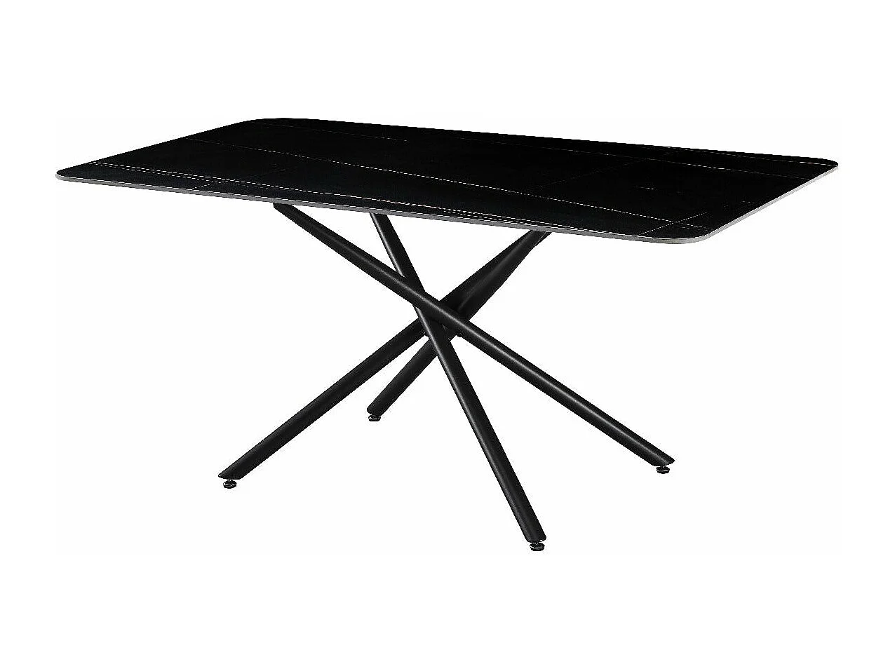 Mesa Fija de Comedor con Acabado Marmol 160cm, Negro