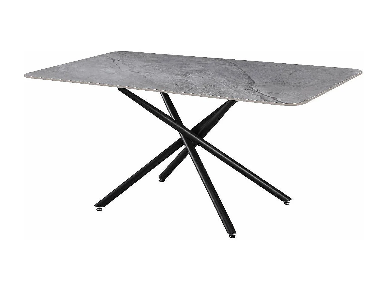 Mesa Fija de Comedor con Acabado Marmol 160cm, Negro