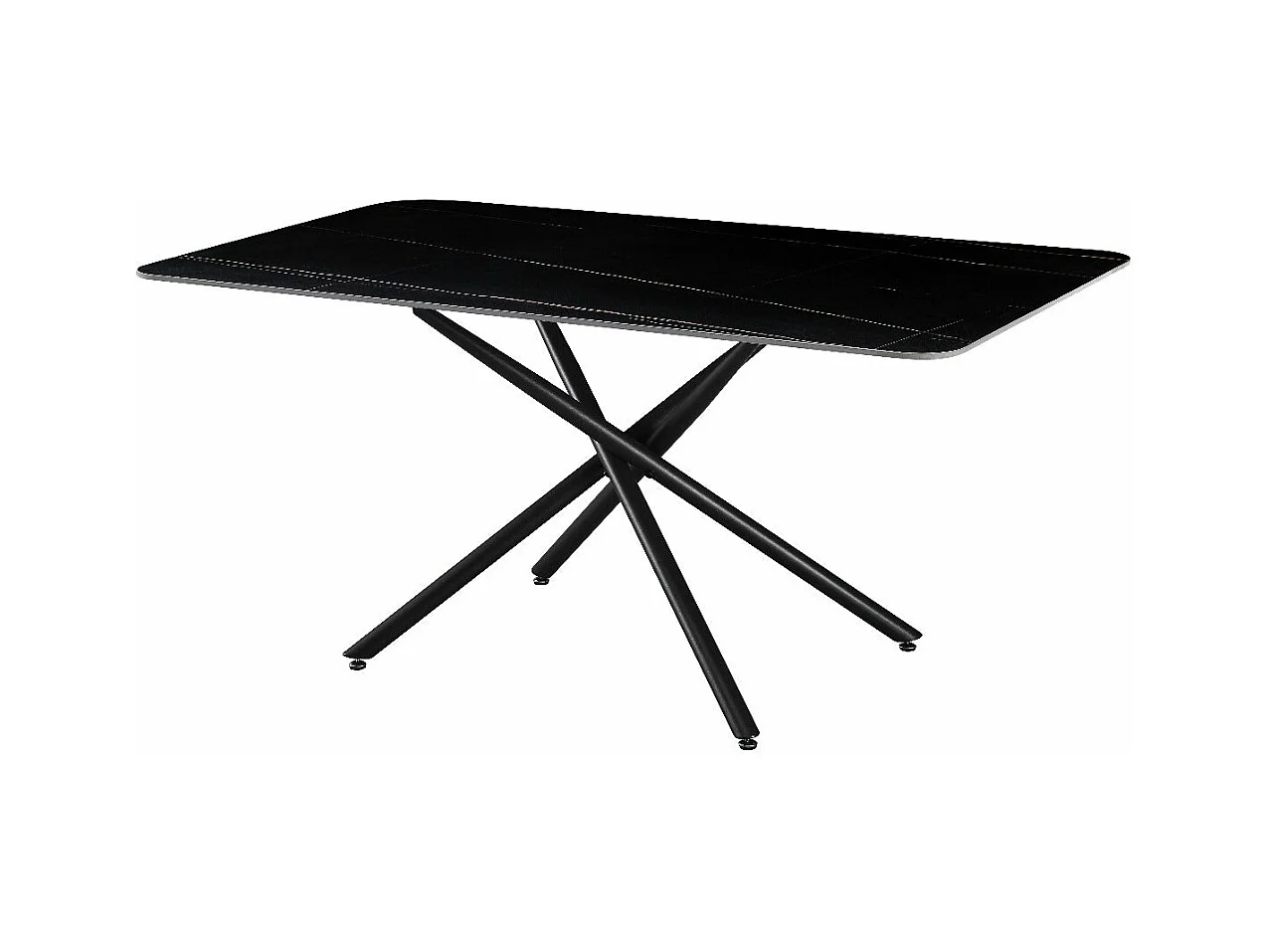 Mesa de Jantar Fixa com Acabamento em Mármore 160cm, Preto