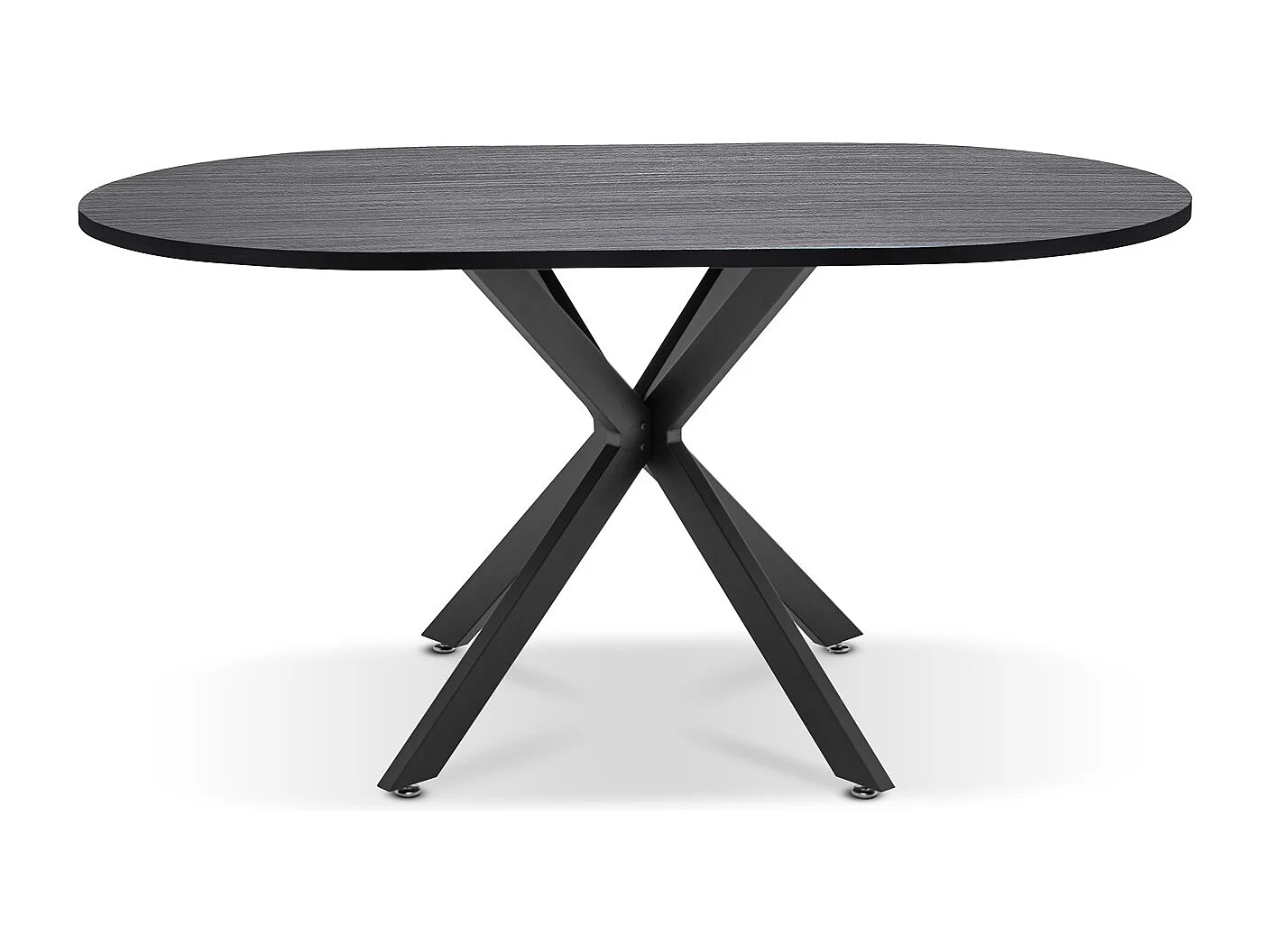 Marui Big - Table à manger ovale en bois et métal avec pied central Kiso 180x100 cm - bois noir