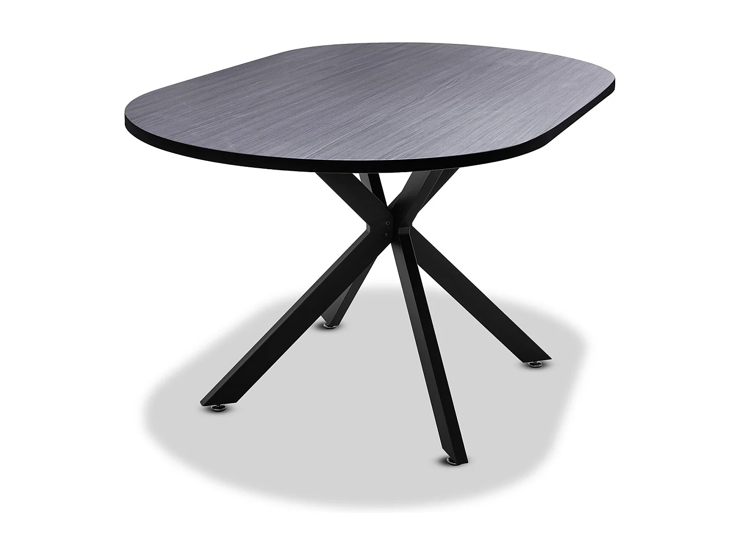 Marui Big - Table à manger ovale en bois et métal avec pied central Kiso 180x100 cm - bois noir