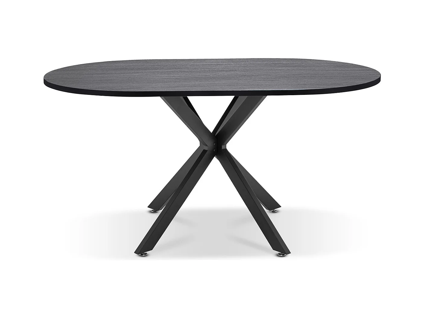 Marui Big - Table à manger ovale en bois et métal avec pied central Kiso 180x100 cm - bois noir