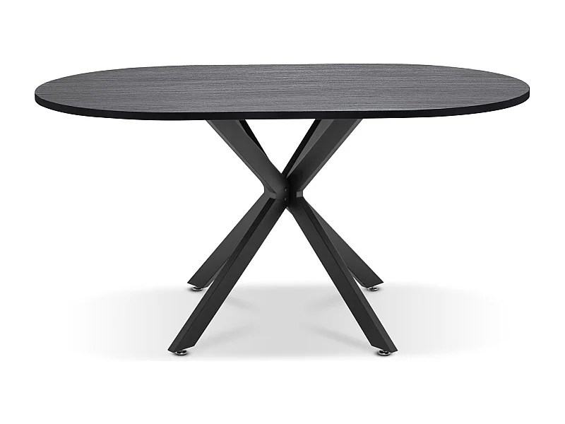 Marui Big - Table à manger ovale en bois et métal avec pied central Kiso 180x100 cm - bois noir