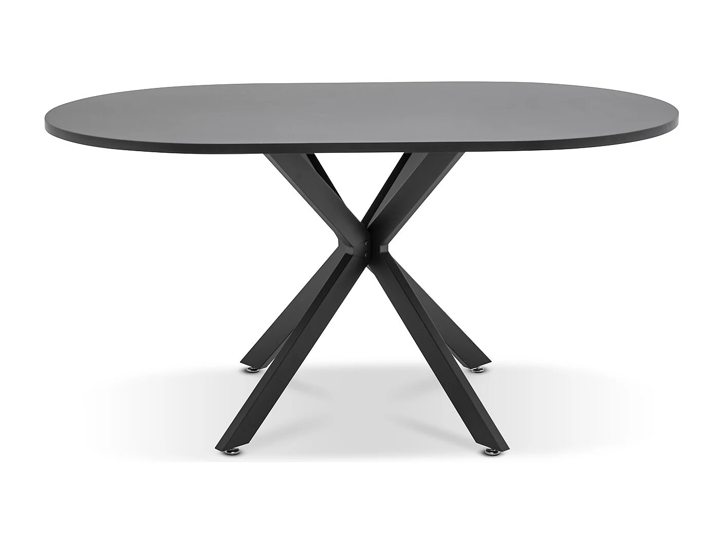 Marui Small- Table à manger ovale en bois et métal avec pied central Kiso 150x90 cm - noir mat