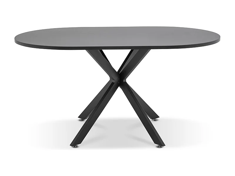 Marui Small- Table à manger ovale en bois et métal avec pied central Kiso 150x90 cm - noir mat