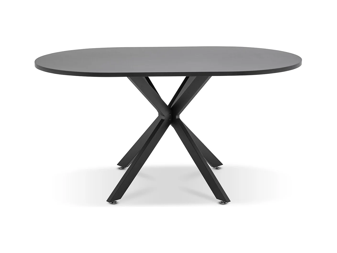 Marui Big - Table à manger ovale en bois et métal avec pied central Kiso 180x100 cm - noir mat
