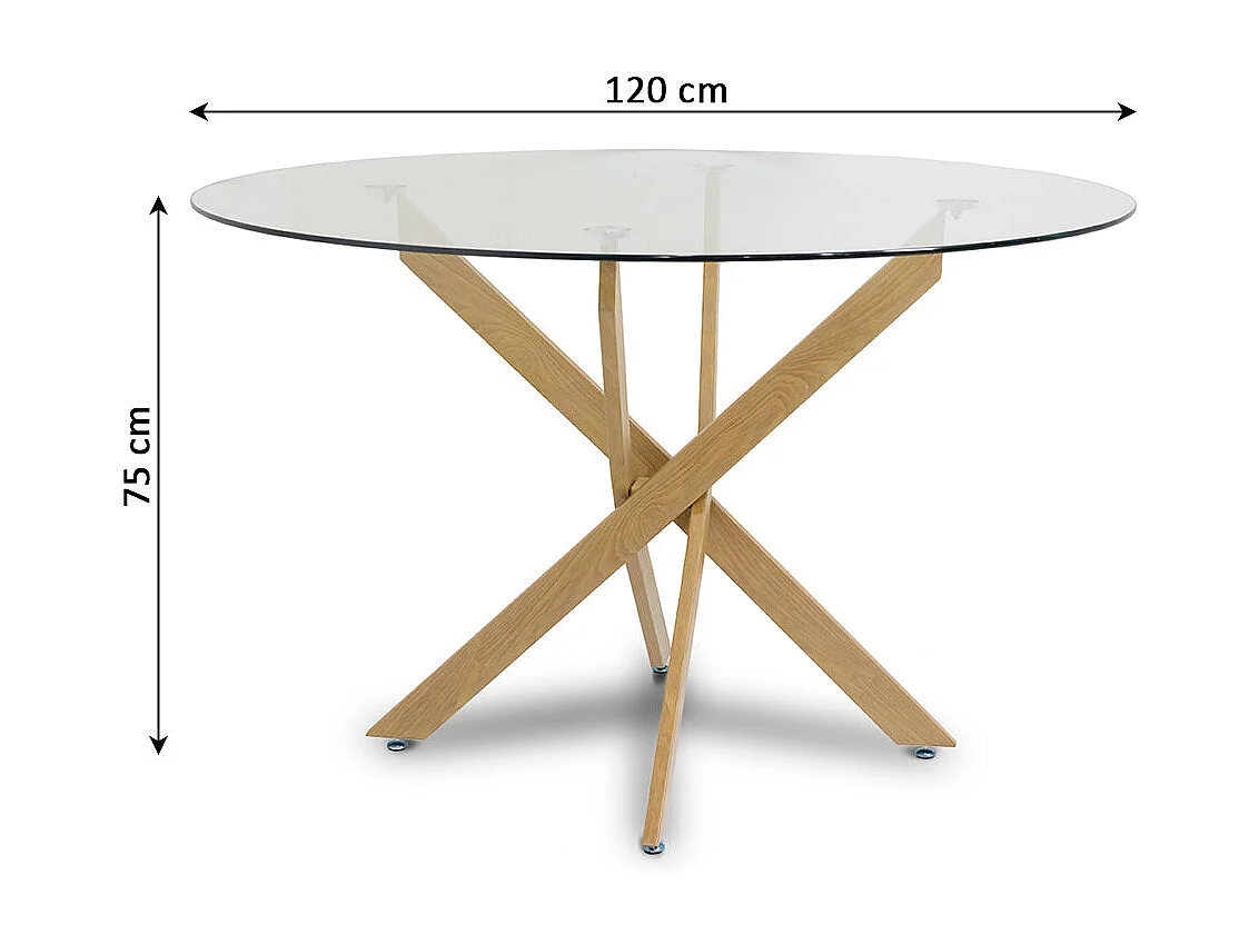 Mesa Redonda de Cristal Templado 120cm DT. Comedor o Cocina, Gris