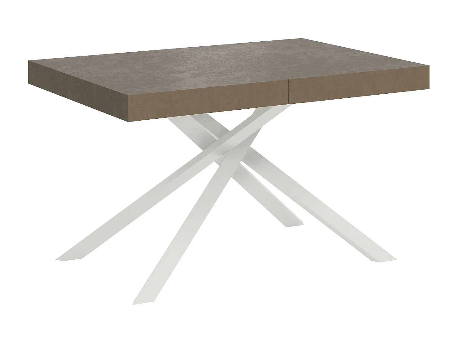 Table extensible 120/380x90 cm Karida taupe pieds blancs
