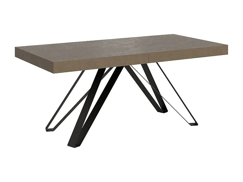 Ausziehtisch 90x180/440 cm Terium Taubengrau mit Eisenrahmen aus Anthrazit