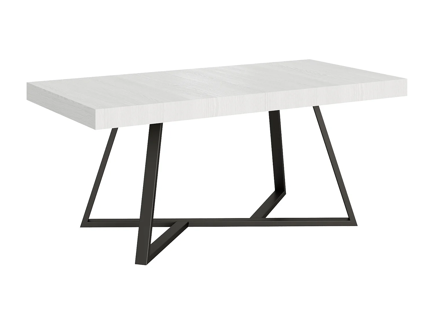 Table extensible 200/460x90 cm Booster effet bois, frêne blanc pieds anthracite