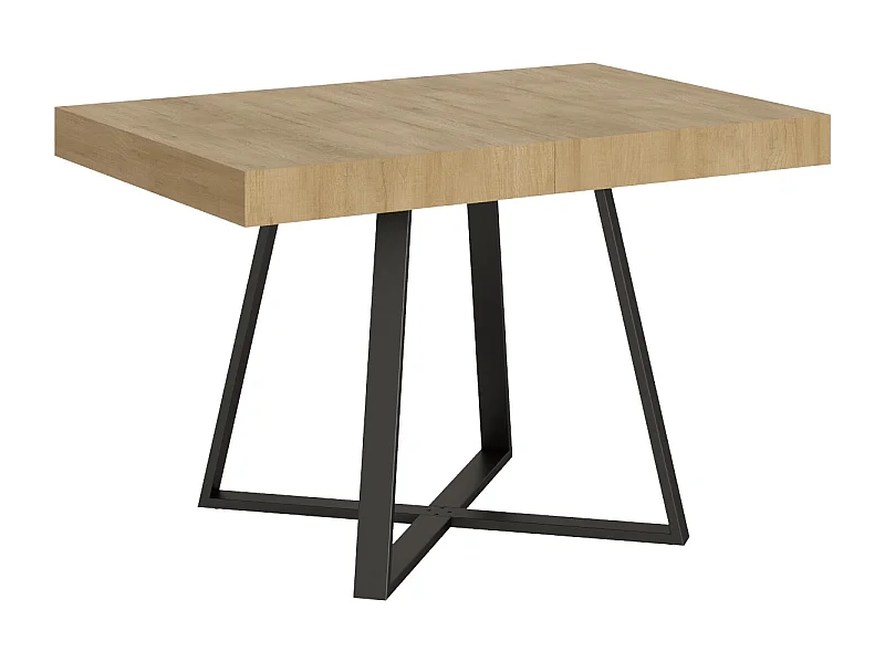 Table extensible 120/204x80 cm Abbraccio effet bois, chêne nature pieds anthracite