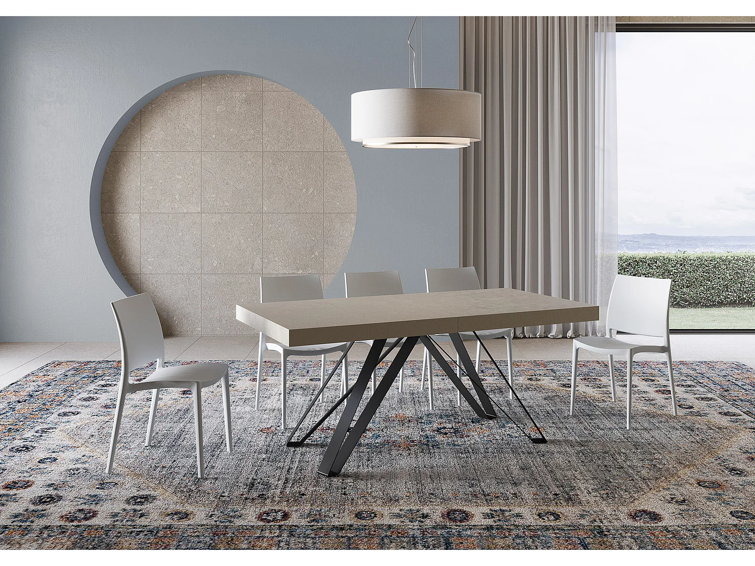 Table extensible 200/304x90 cm Terium cachemire pieds anthracite