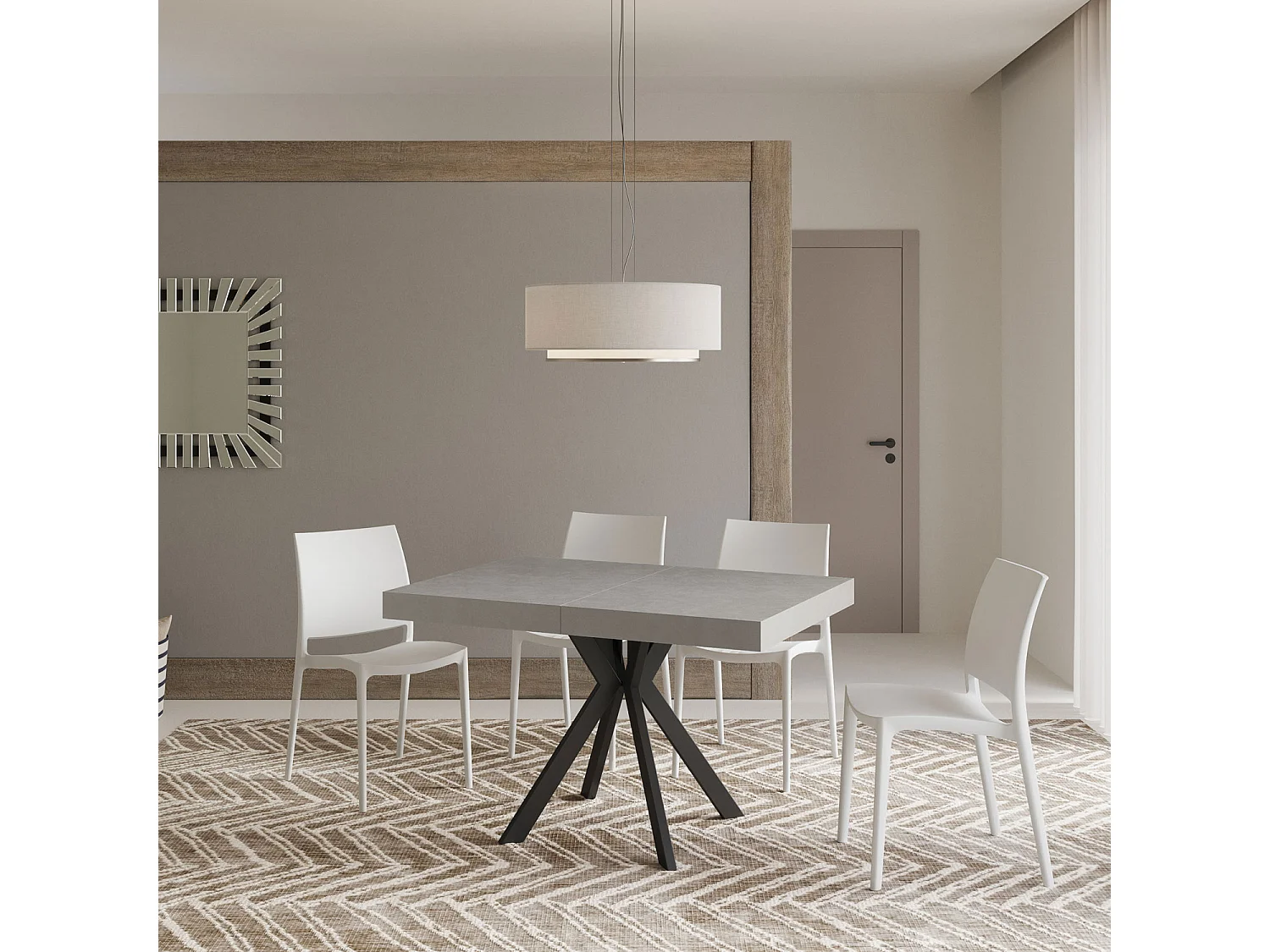 Uitschuifbare tafel 90x120/224 cm Dolcezza kasjmier frame antraciet