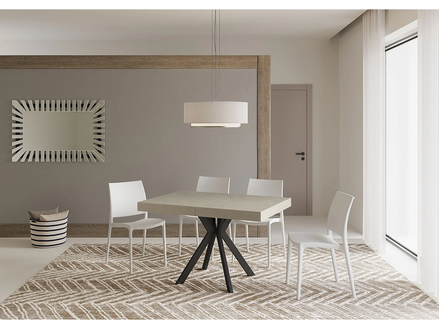 Stół rozkładany 120/224x90 cm Dolcezza kaszmir nogi antracytowe