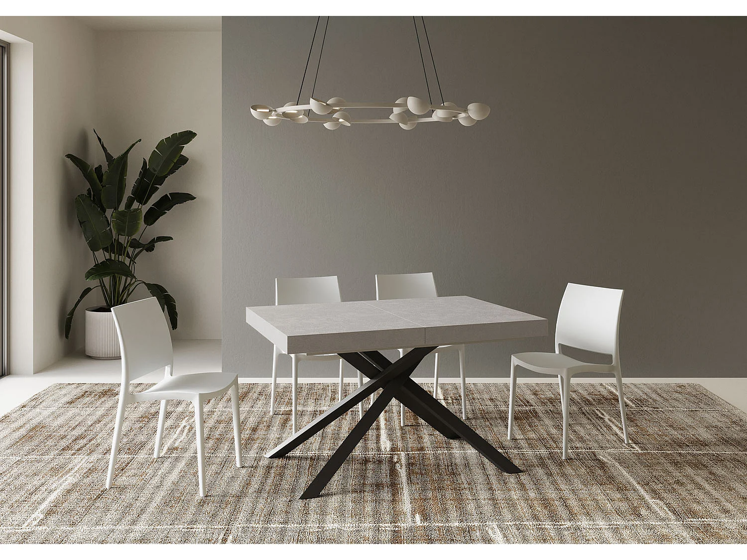 Ausziehtisch 90x140/244 cm Karida Kaschmir mit Eisenrahmen aus Anthrazit