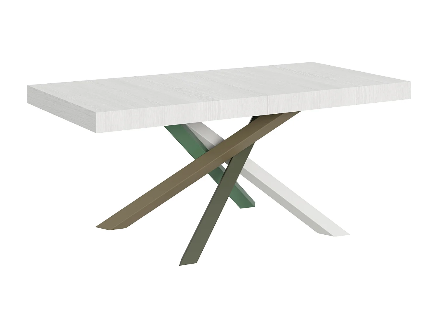 Udtræksbord 200/460x90 cm Volantis hvid ask flerfarvede ben 4/A