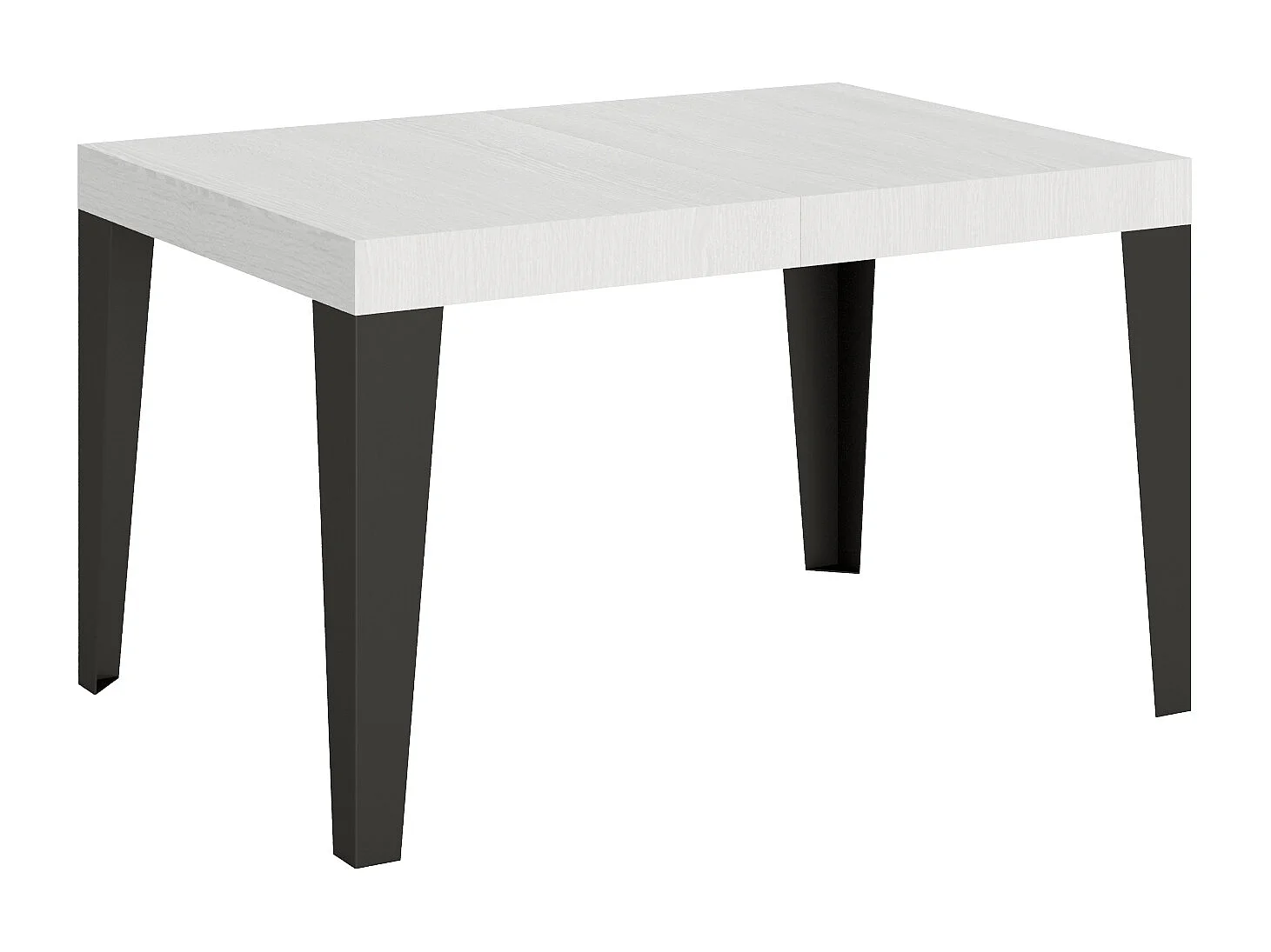 Table extensible 140/224x80cm Flame frêne blanc pieds anthracite