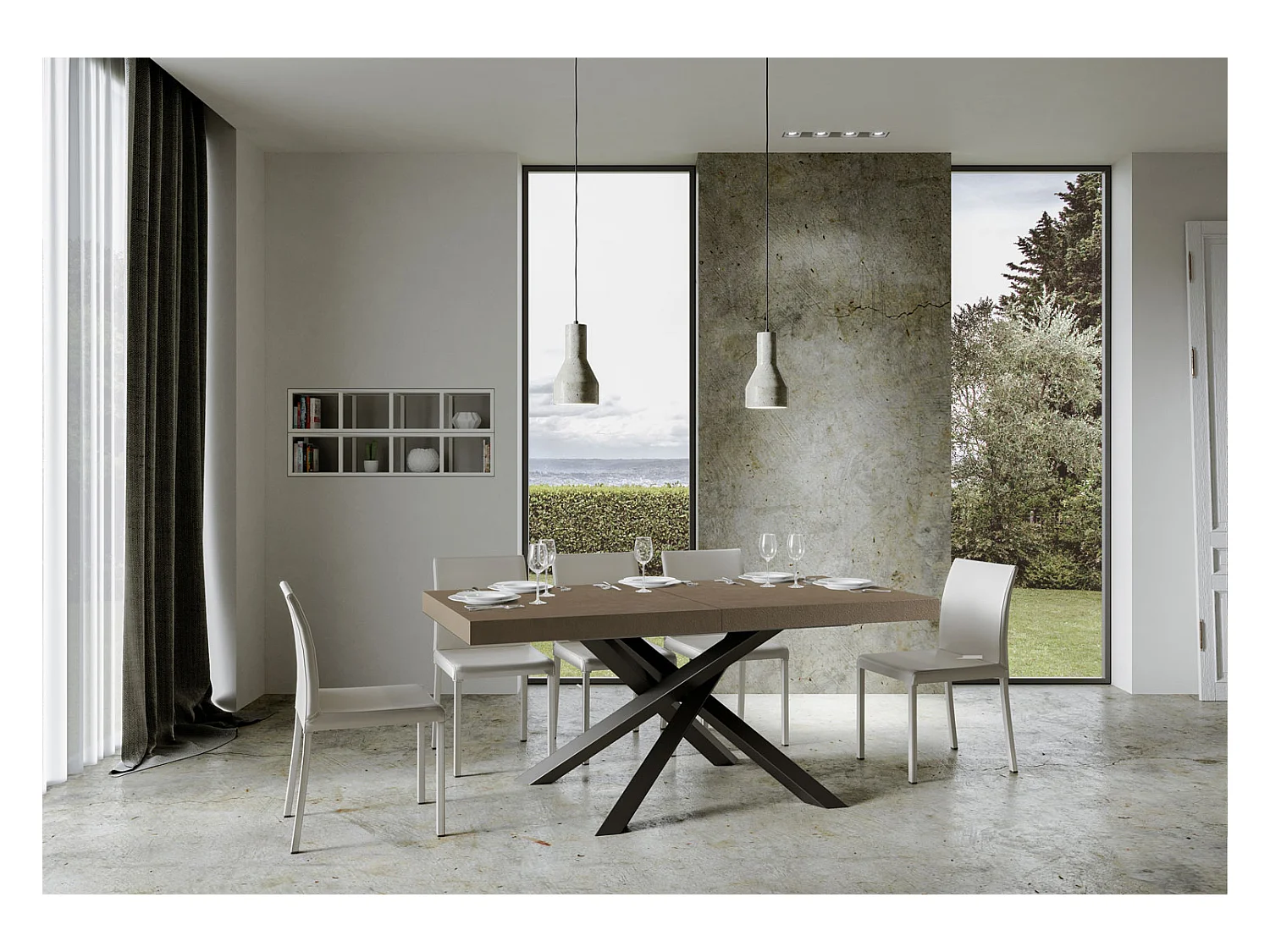 Table extensible 90x180/284 cm Volantis taupe pieds anthracite