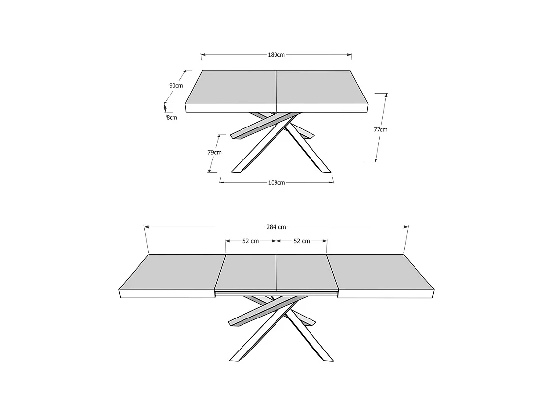 Table extensible 90x180/284 cm Volantis taupe pieds anthracite