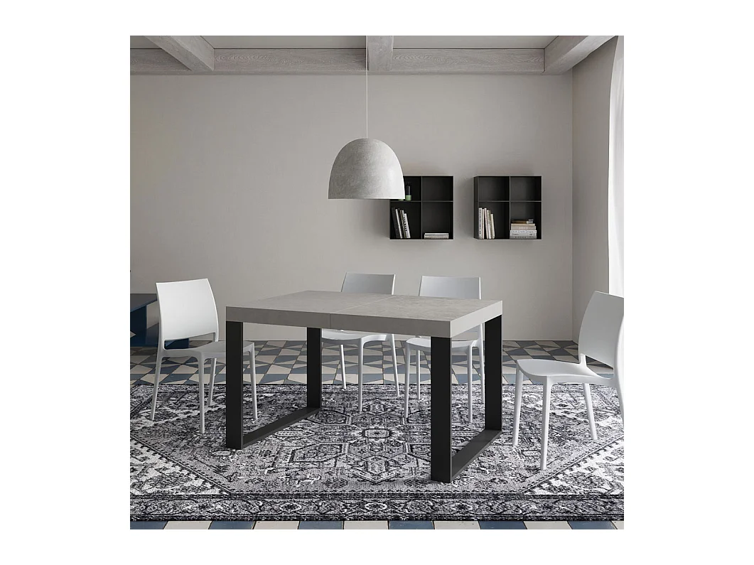 Table extensible 90x120/224 cm Tecno cachemire pieds anthracite