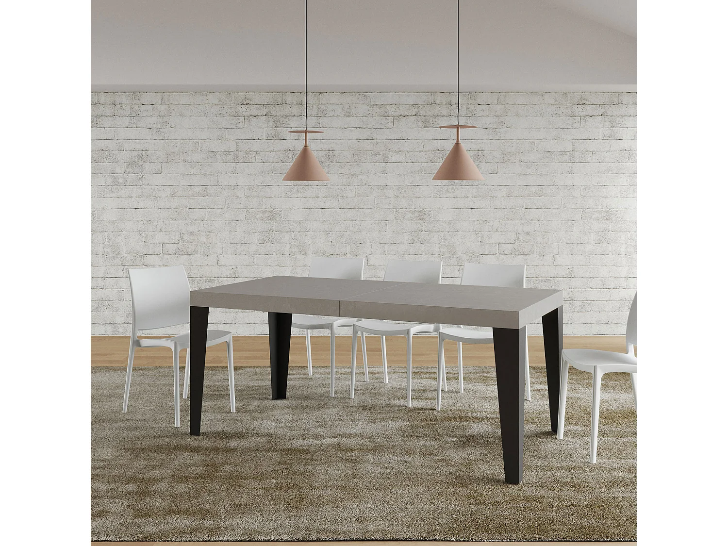 Stół rozkładany 200/304x90 cm nogi w kolorze kaszmirowym Flame antracyt