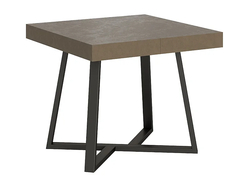 Ausziehtisch 90x90/194 cm Zeplir Taubengrau mit Eisenrahmen aus Anthrazit