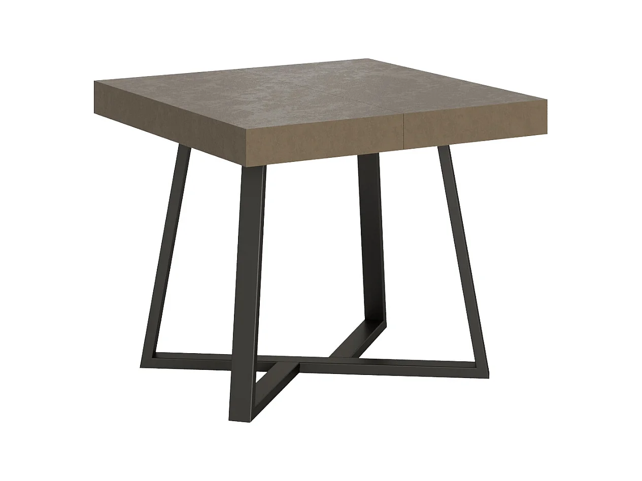 Table extensible 90x90/194 cm Zeplir taupe pieds anthracite