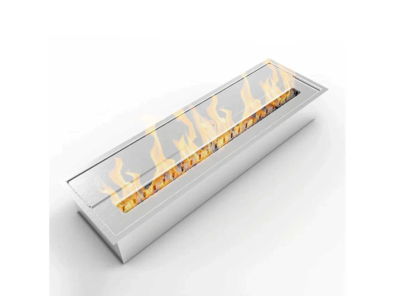 Quemador de bioetanol para chimenea 4,5 L, acero inoxidable 61x18,7xH9,5 cm