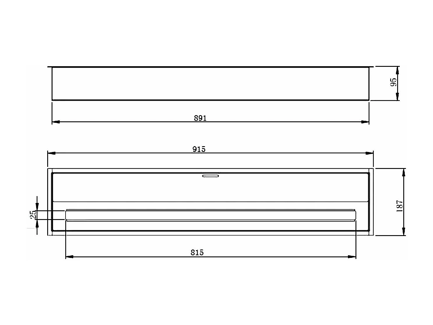 Bruciatore a bioetanolo per camino 7 L, in acciaio inox 91,5x18,7xH9,5 cm