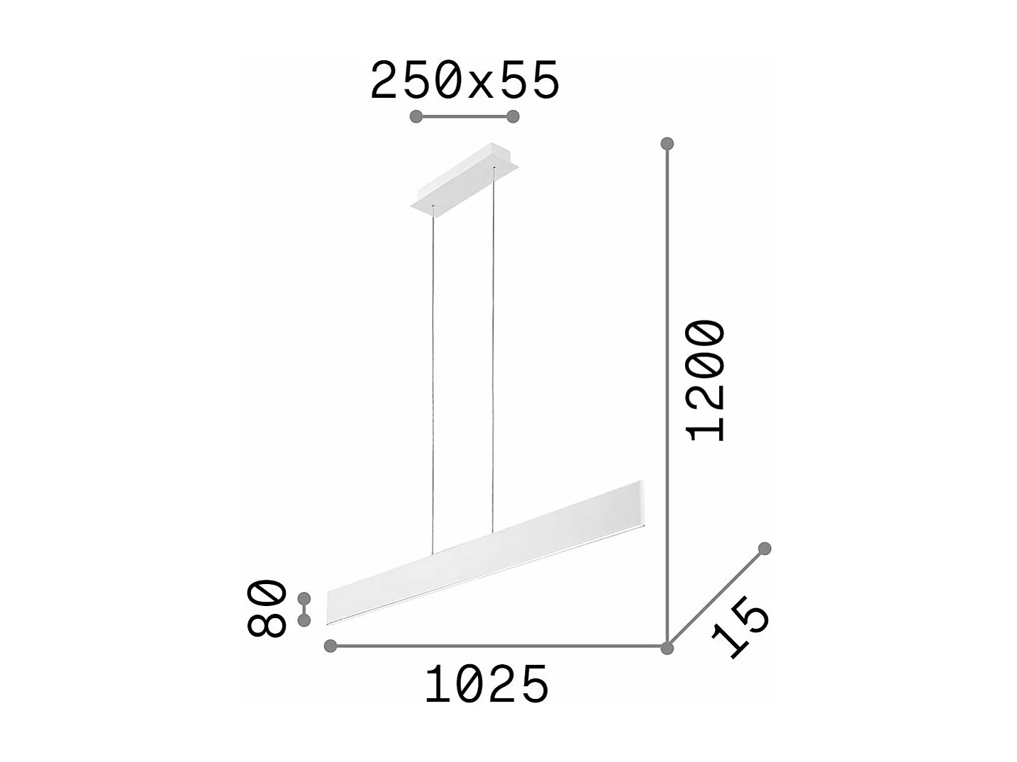 Ideal Lux DESK Suspension linéaire LED intégrée au plafond 1 lumière noire 3000K