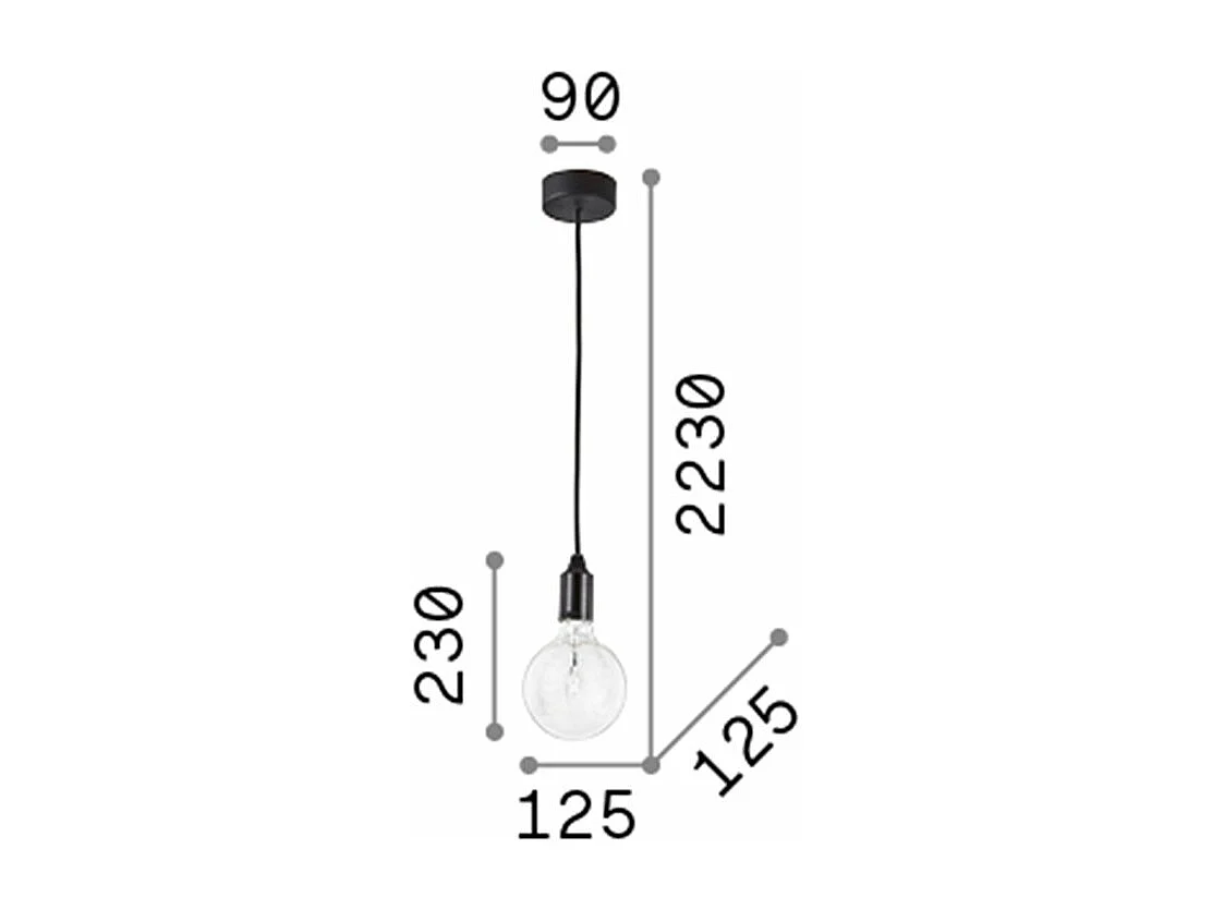 Ideal Lux Edison - 1 Lichtdeckenanhänger Weiß, E27