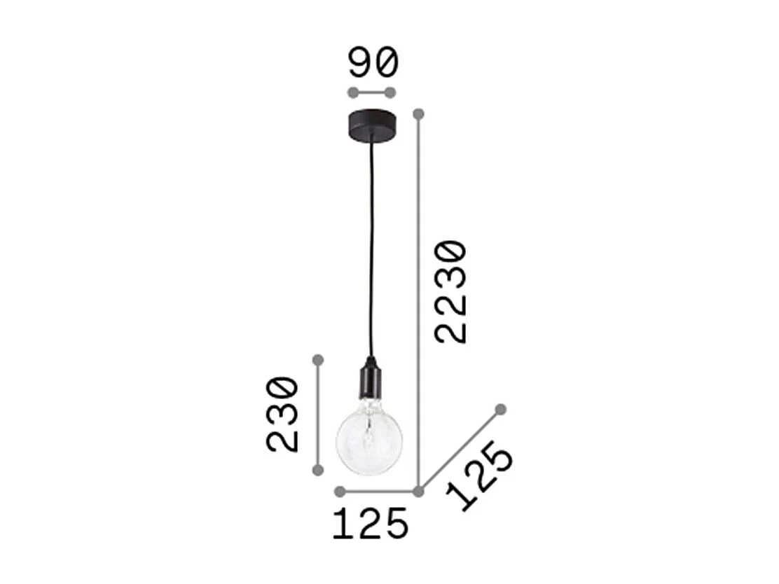 Ideal Lux Edison - 1 Lichtdeckenanhänger Schwarz, E27
