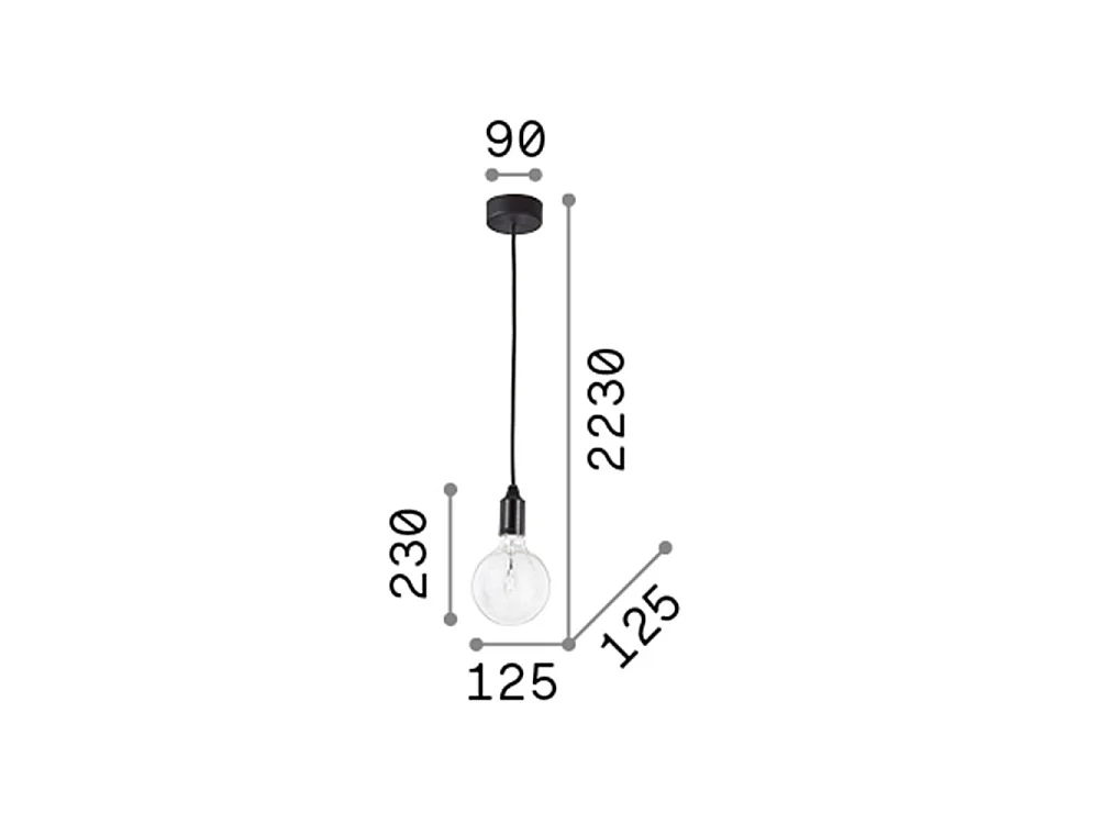 Ideal Lux Edison Plafonnier à 1 ampoule noir, E27
