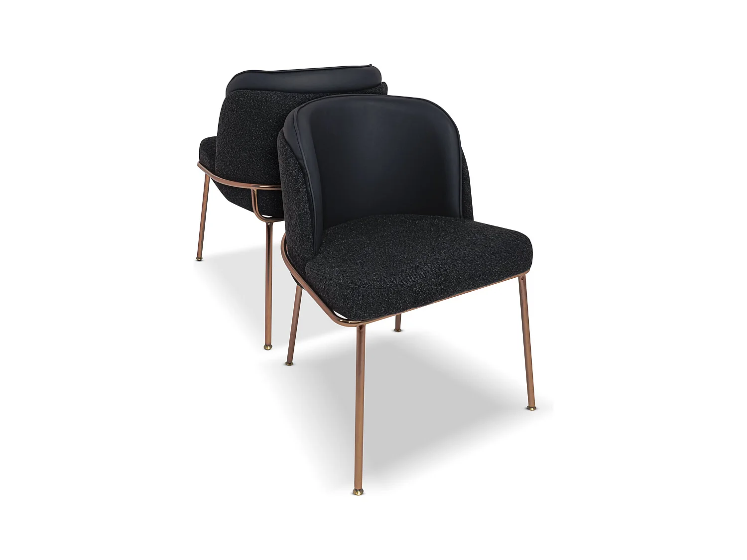 Thun Boucle - Lot de 2 fauteuils de design en métal, siège en tissu bouclé et dossier en similcuir