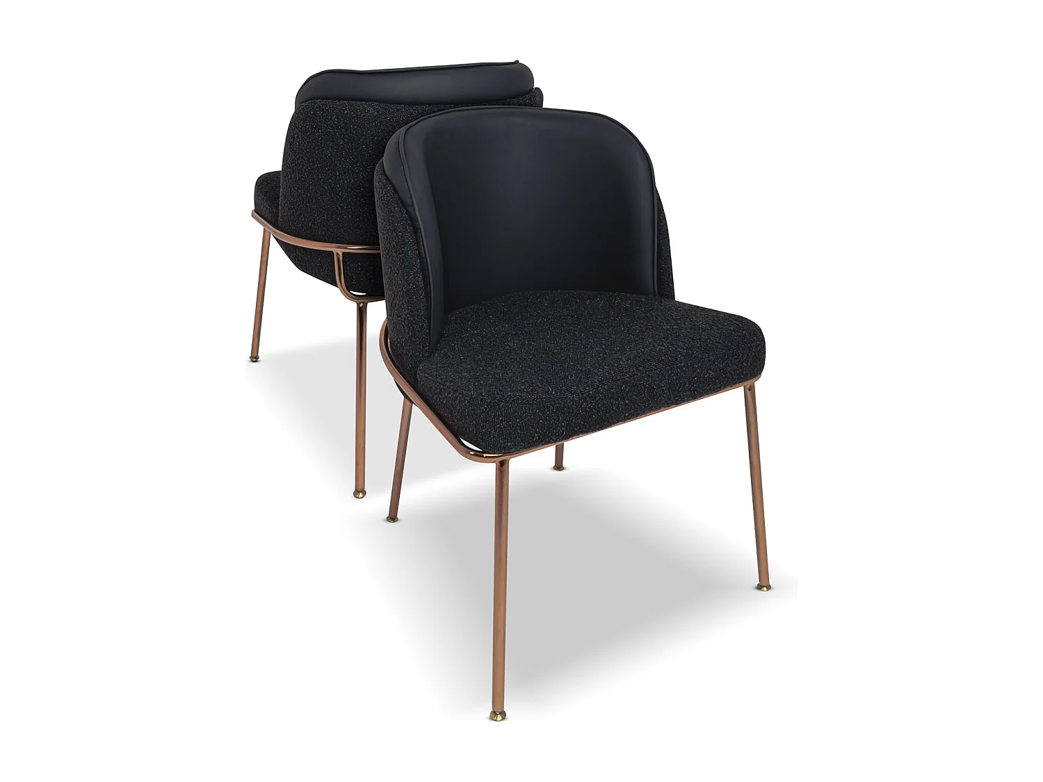 Thun Boucle - Juego de 2 sillas de diseño en metal, asiento en tejido bouclé y respaldo en letherette