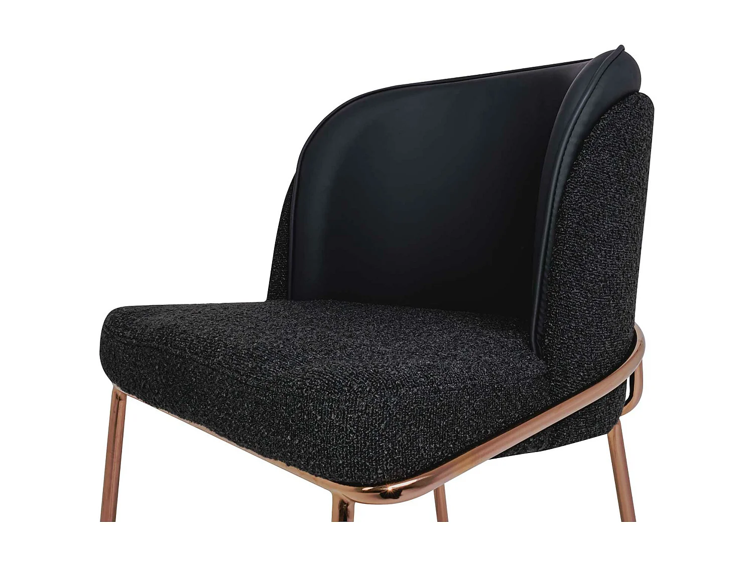 Thun Boucle - Par de poltronas de design em metal, assento de tecido bouclé e letherette de volta