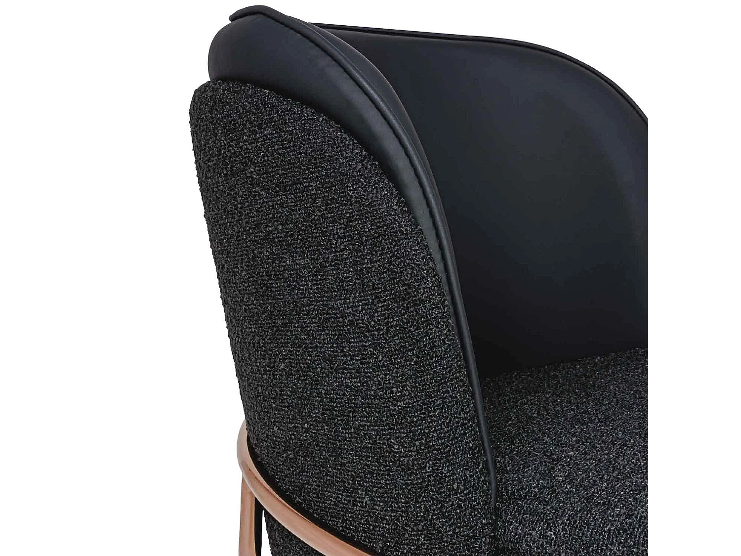 Thun Boucle - Par de poltronas de design em metal, assento de tecido bouclé e letherette de volta