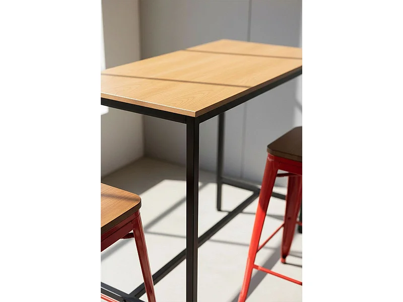 Mesas Bar - Mesa Biro Alta Rectangular - Madera Natural