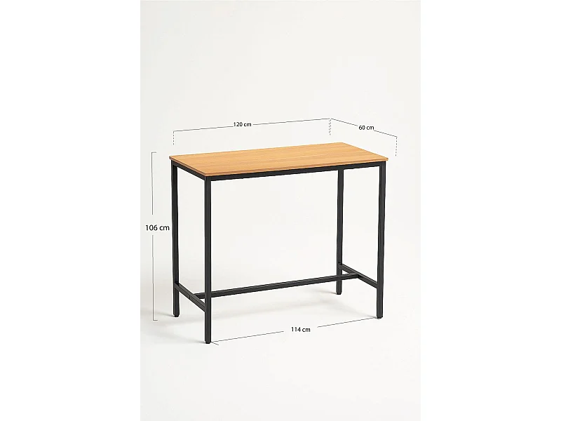 Mesas Bar - Mesa Biro Alta Rectangular - Madera Natural