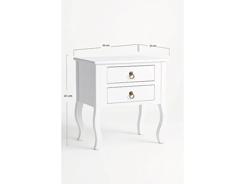 Mesas Auxiliares - Mesita Noche Cabriole 2 Cajones - Blanco