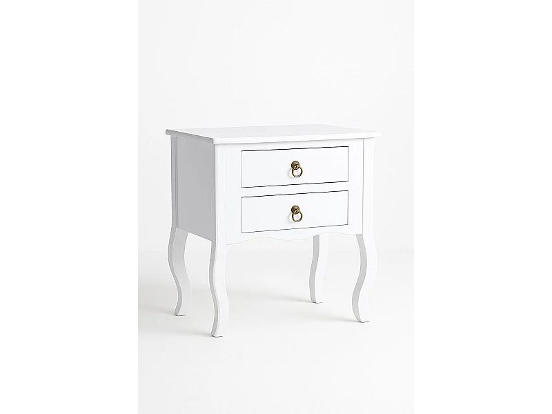 Mesas Auxiliares - Mesita Noche Cabriole 2 Cajones - Blanco