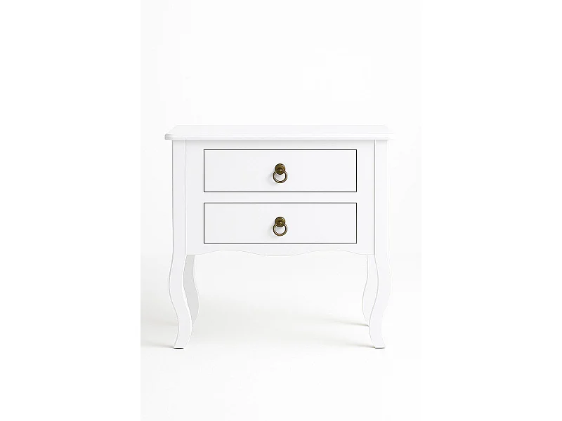 Mesas Auxiliares - Mesita Noche Cabriole 2 Cajones - Blanco