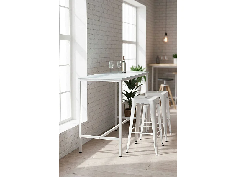 Mesas Bar - Mesa Biro Alta Rectangular - Blanco