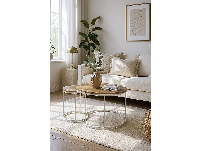 Mesas Auxiliares - Set 2 Mesas Centro Renty - Madera clara