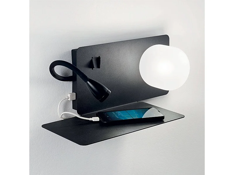 Ideal Lux Book - Aplique de pared LED 2 luces Negro, G9