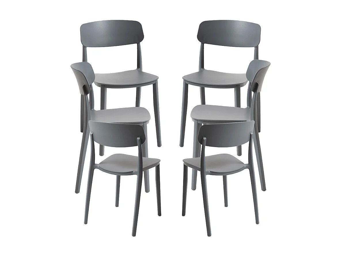 Packs Sillas Jardín - Pack 6 Sillas Bri - Gris oscuro